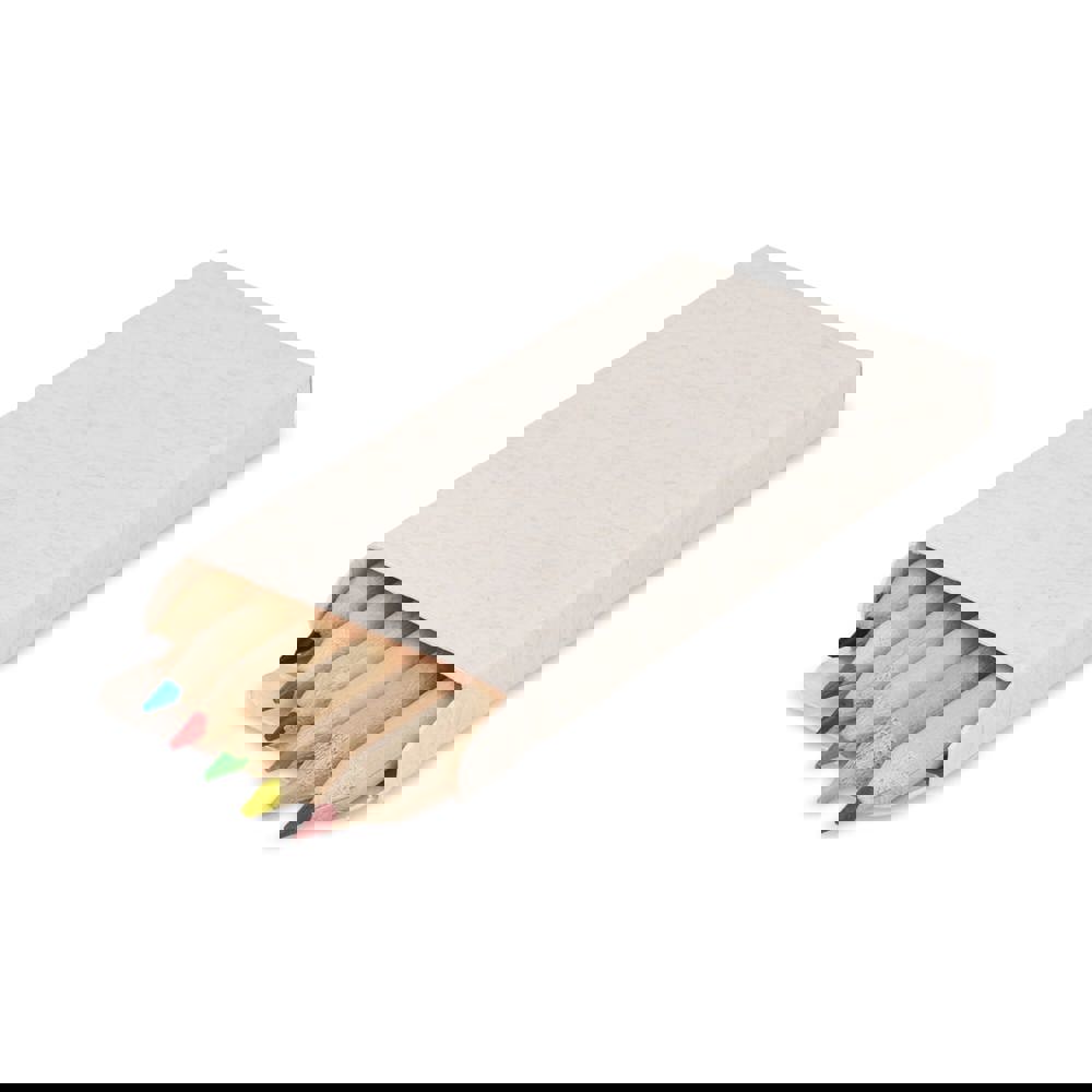 6 Buntstifte in einer Schachtel aus recyceltem Milchkarton