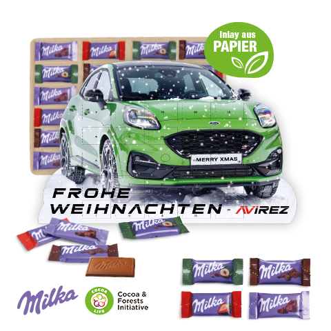 Adventskalender "individuelle Kalenderform" mit Milka Schokolade