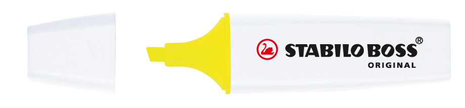 STABILO BOSS ORIGINAL Leuchtmarkierer - weiß, gelbe Tinte