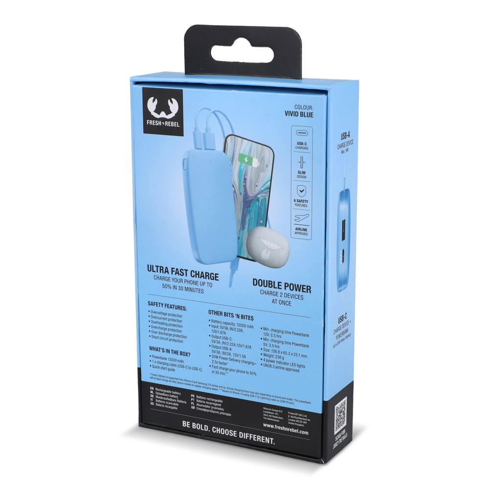 2PB12100 | Fresh 'n Rebel Powerbank 12000mAh USB-C Schnellladung 20W