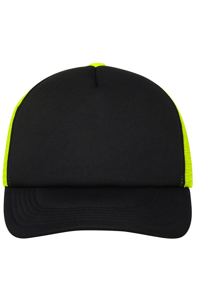 5 Panel Polyester Mesh Cap - Black/neon-yellow (ca. Pantone blackC
803C)