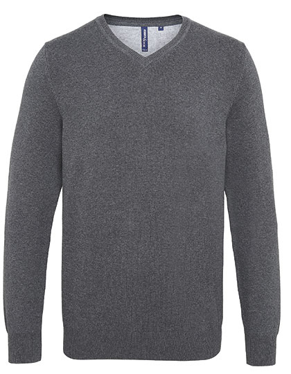 Asquith & Fox - Men´s Cotton Blend V Neck Sweater - charcoal