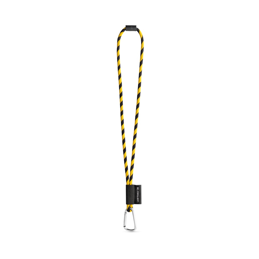 75089. SET Lanyard Tube Long (Ø 7 mm) mit 55 mm D-förmigem Karabiner und Ø 7 mm Sicherheitsverschluss - schwarz, gelb