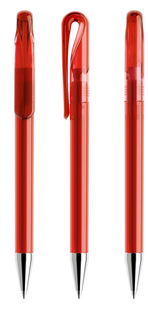 Prodir DS1TTC Transparent with Chrome Metal Nose-Cone - Rot Transparent