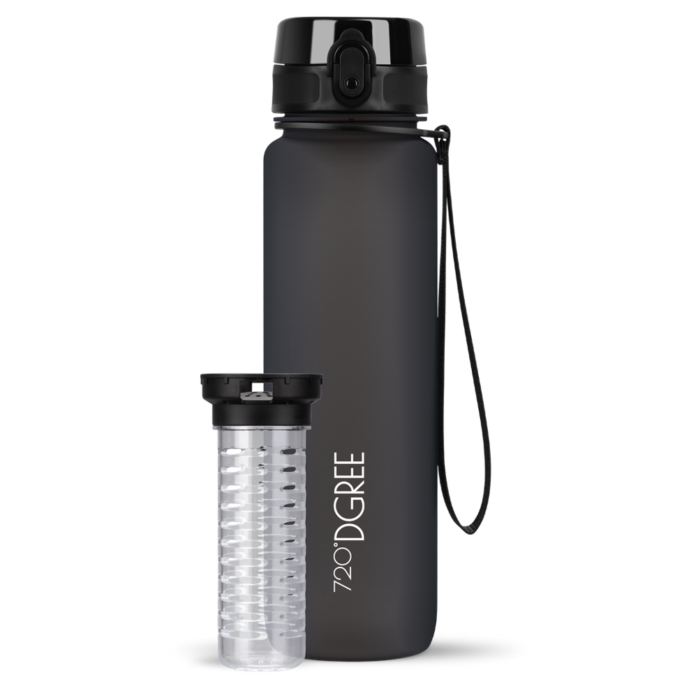 uberBottle Trinkflasche mit Fruchtbehälter - Onyx Black