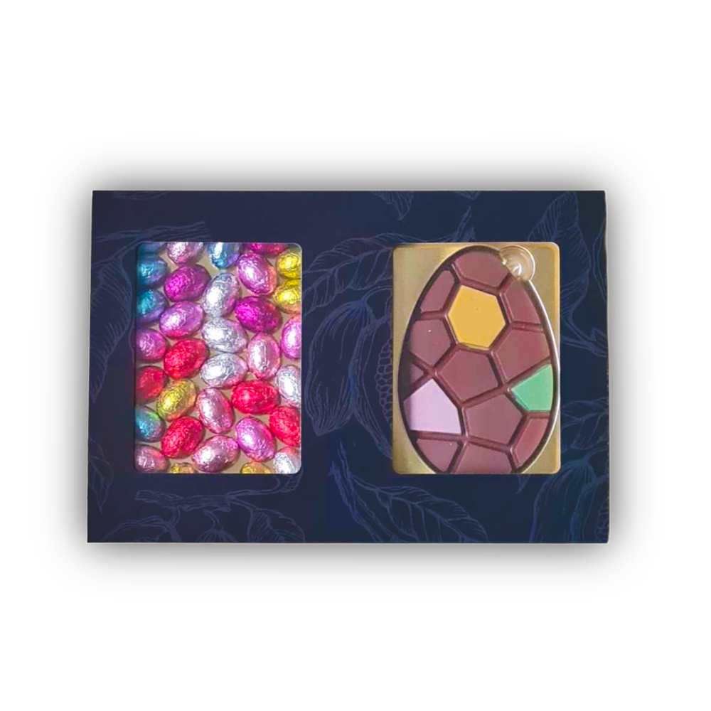 Banderole mit Duo-Colorfun-Osterei und bunten Ostereiern | 335 g