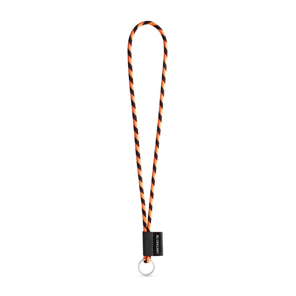 75093. SET Lanyard TUBE Lang (Ø 7 mm) mit Ring Ø 32 mm - schwarz, orange
