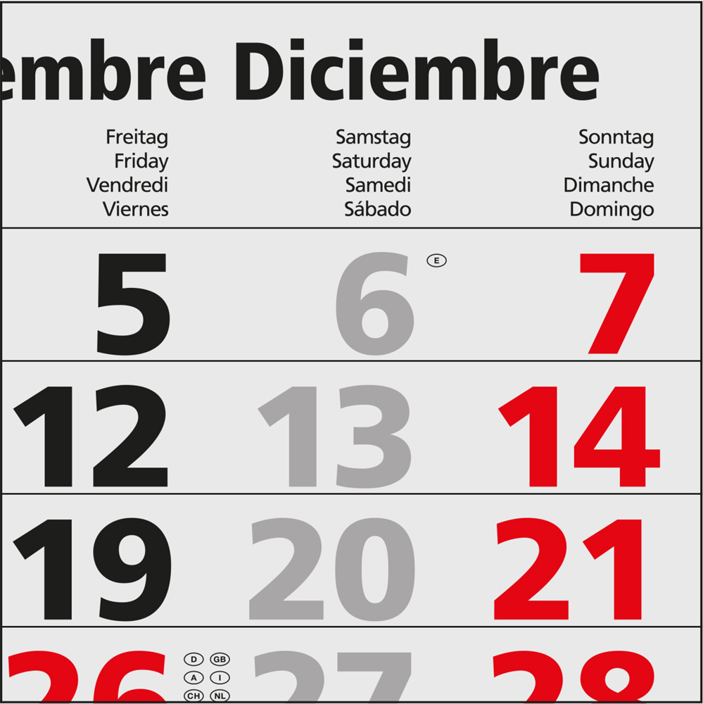 3-Monatskalender Mehrblock Maxi Wire-O 3