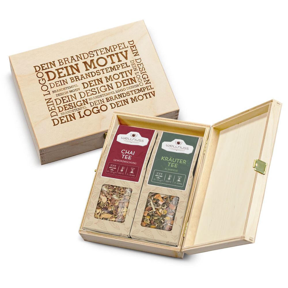 2 Tee Spezialitäten in der Birkenholzbox