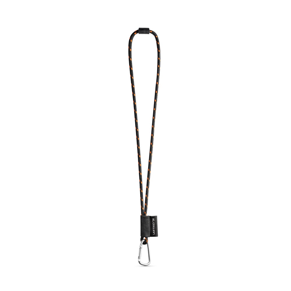 75091. SET Lanyard NAUTIC Long (Ø 7 mm) mit 55 mm D-förmigem Karabiner und Ø 7 mm Sicherheitsverschluss - schwarz, orange