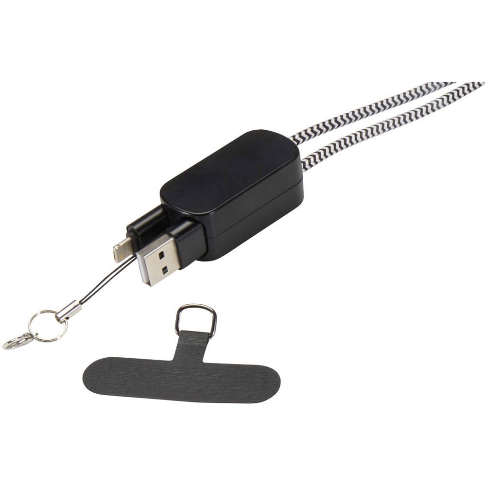 Anser Smartphone Lanyard aus recyceltem Kunststoff mit 27 W 5-in-1 integriertem Kabel
