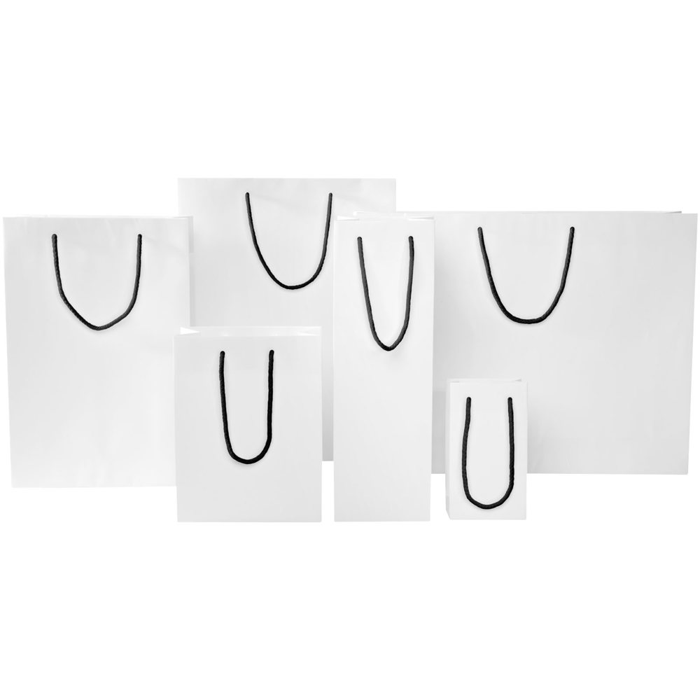 Handgefertigte 170 g/m² Integra-Papiertüte mit Kunststoff Kordelgriffen – 18 × 9 × 23 cm 