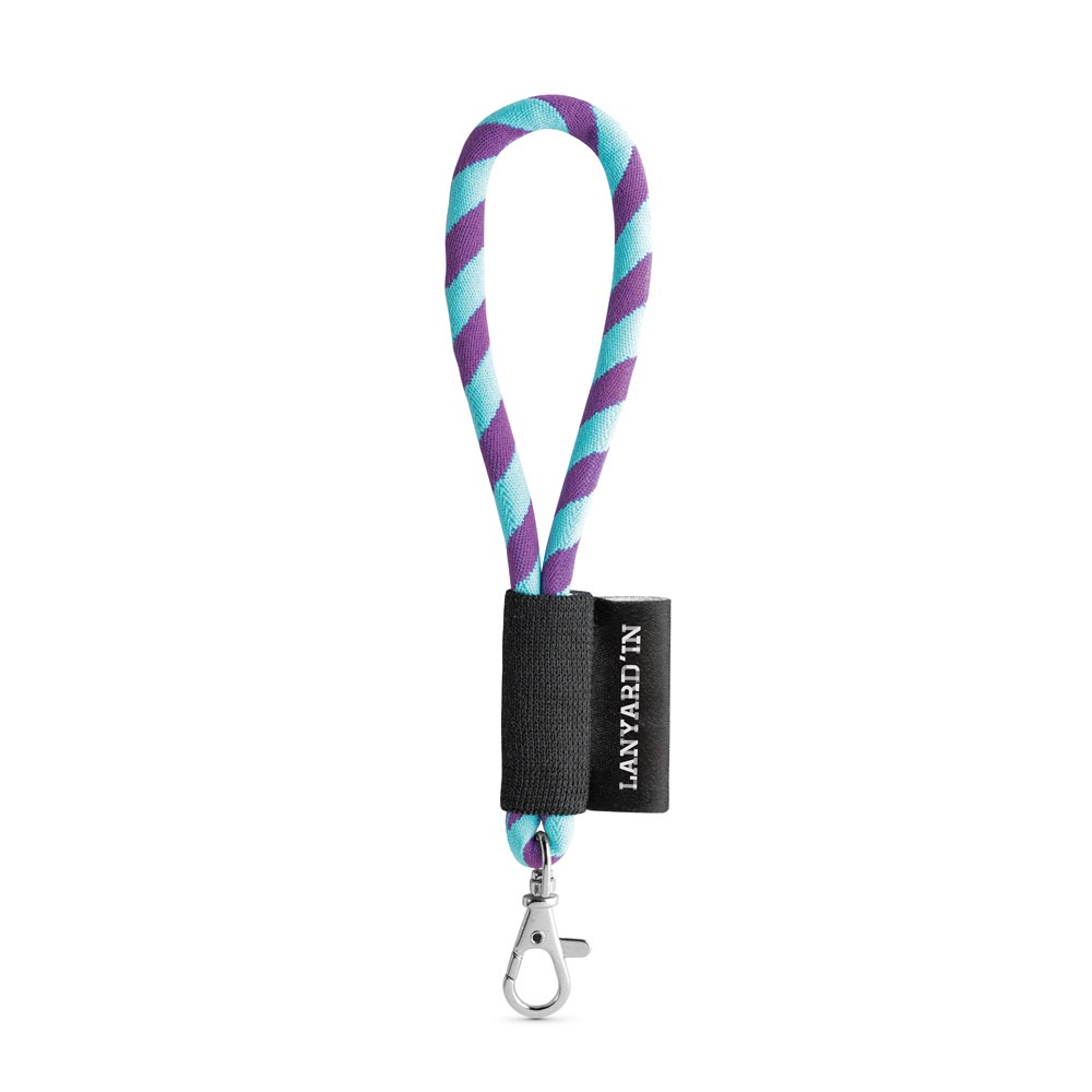 75090. SET Lanyard TUBE Short (Ø 7 mm) mit 9 mm Schnapperkarabiner - Lila, Hellblau