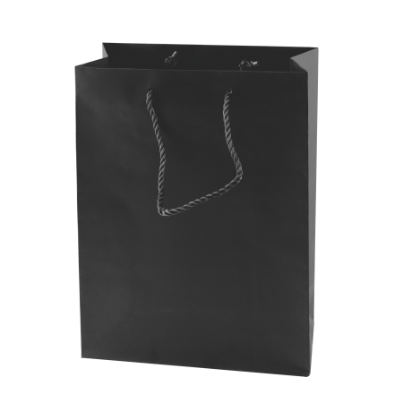 Glanzpapiertasche, 160x190x80 mm - Schwarz