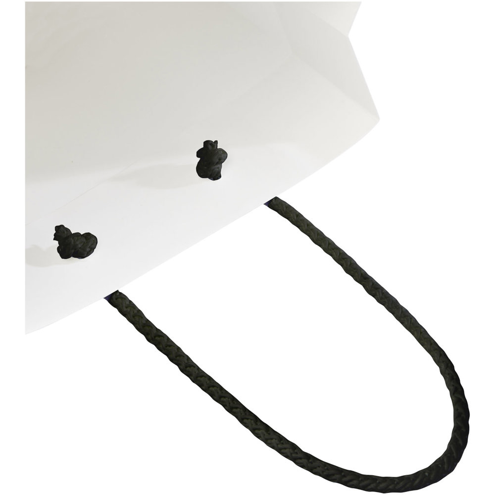 Handgefertigte 170 g/m² Integra-Papiertüte mit Kunststoff Kordelgriffen – 18 × 9 × 23 cm 