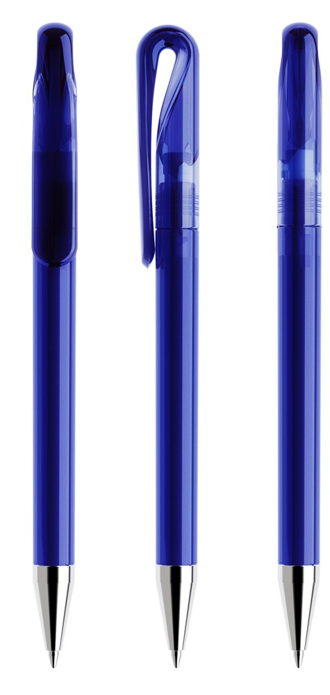 Prodir DS1TTC Transparent with Chrome Metal Nose-Cone - Klassikblau transparent