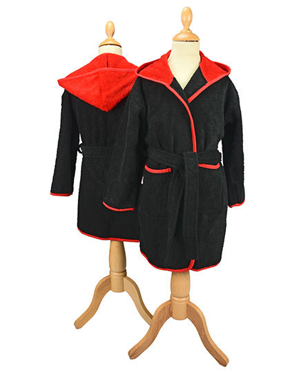 ARTG - Boyzz&Girlzz® Hooded Bathrobe - Black, Fire Red