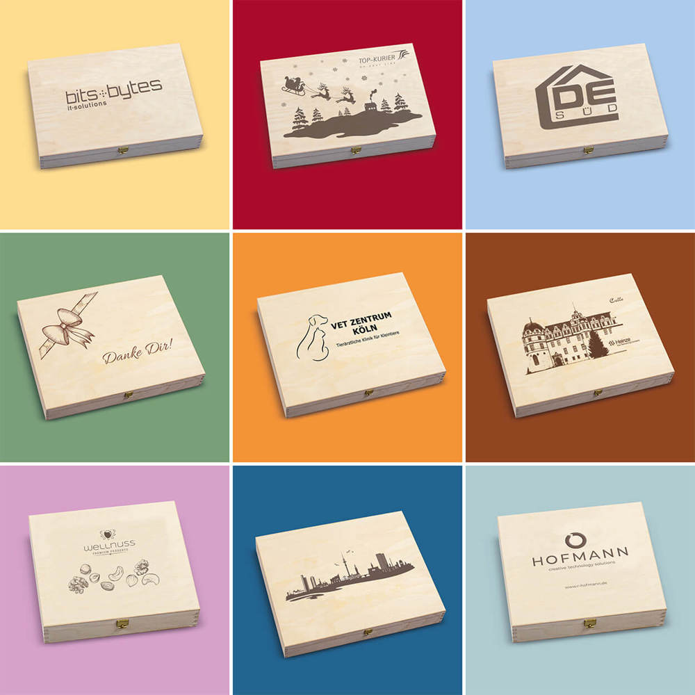 3 Premium Snacks in der Birkenholzbox - Weihnachts-Edition