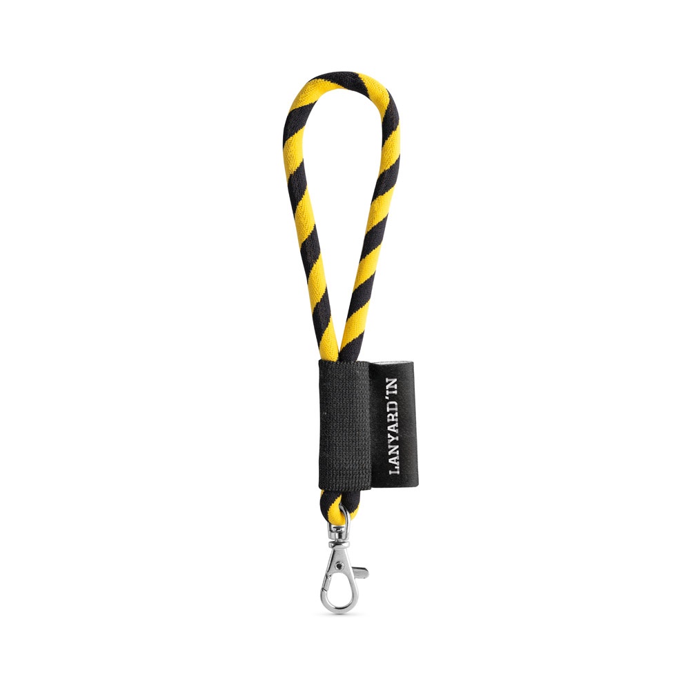 75090. SET Lanyard TUBE Short (Ø 7 mm) mit 9 mm Schnapperkarabiner - schwarz, gelb