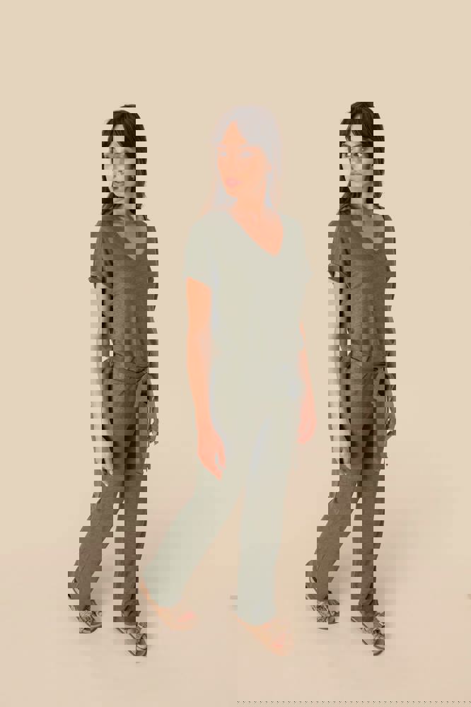 SP5004 - Overall aus Leinenstrickstoff mit kurzen Ärmeln für Damen