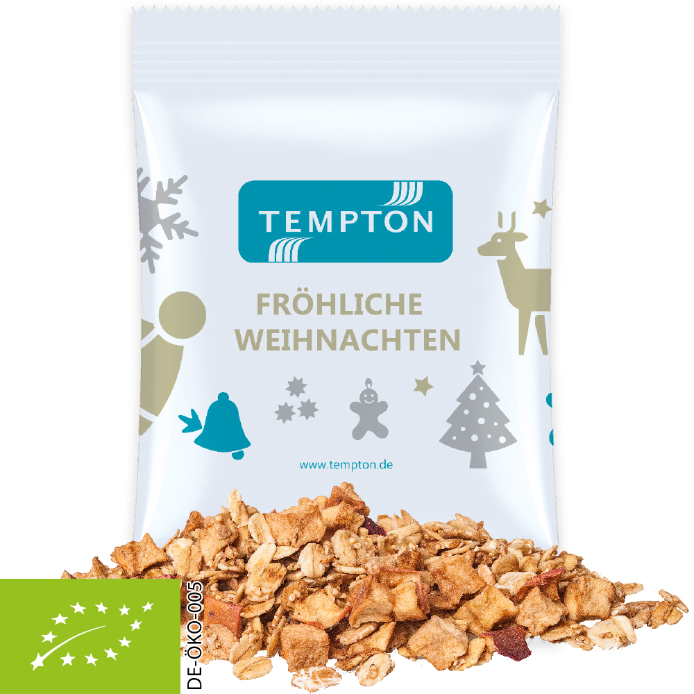 Bio Crunchy Weihnachtsmüsli Apfel-Zimt, ca. 60g, Maxi-Tüte