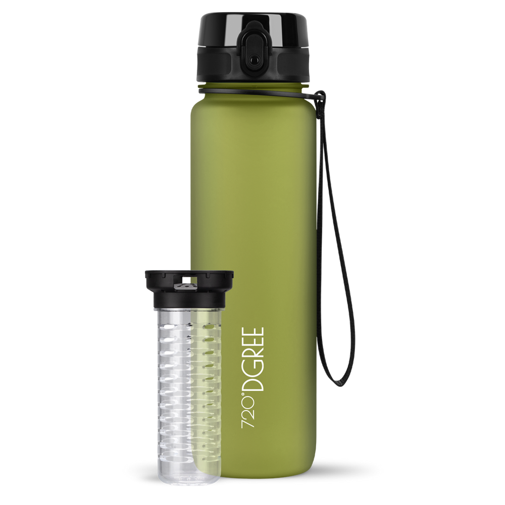 uberBottle Trinkflasche mit Fruchtbehälter - Olive Green
