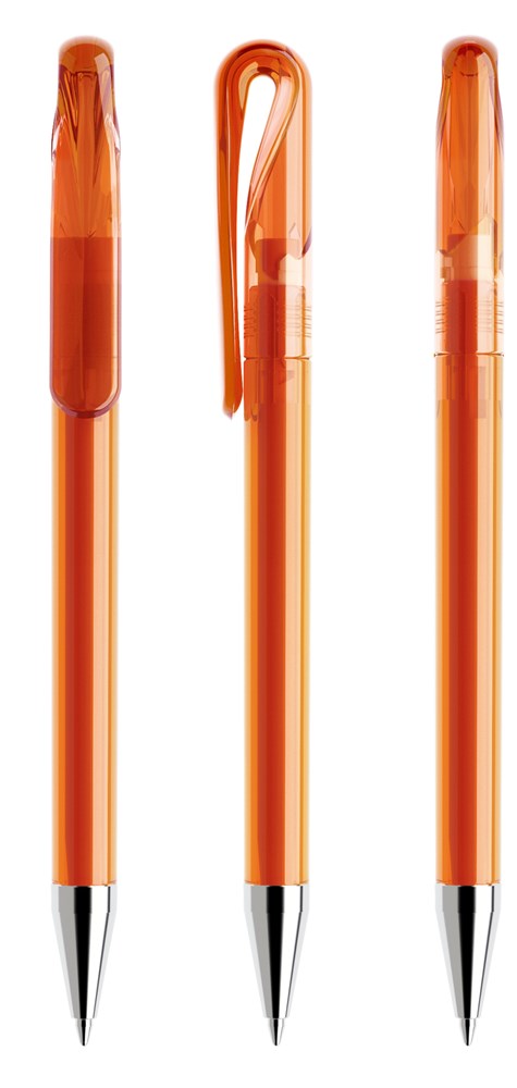Prodir DS1TTC Transparent with Chrome Metal Nose-Cone - Orange transparent