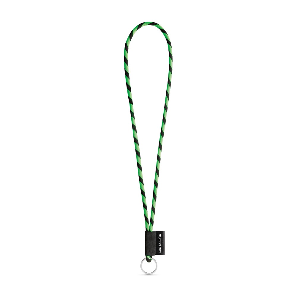 75093. SET Lanyard TUBE Lang (Ø 7 mm) mit Ring Ø 32 mm - Grün Hexachrome, Schwarz