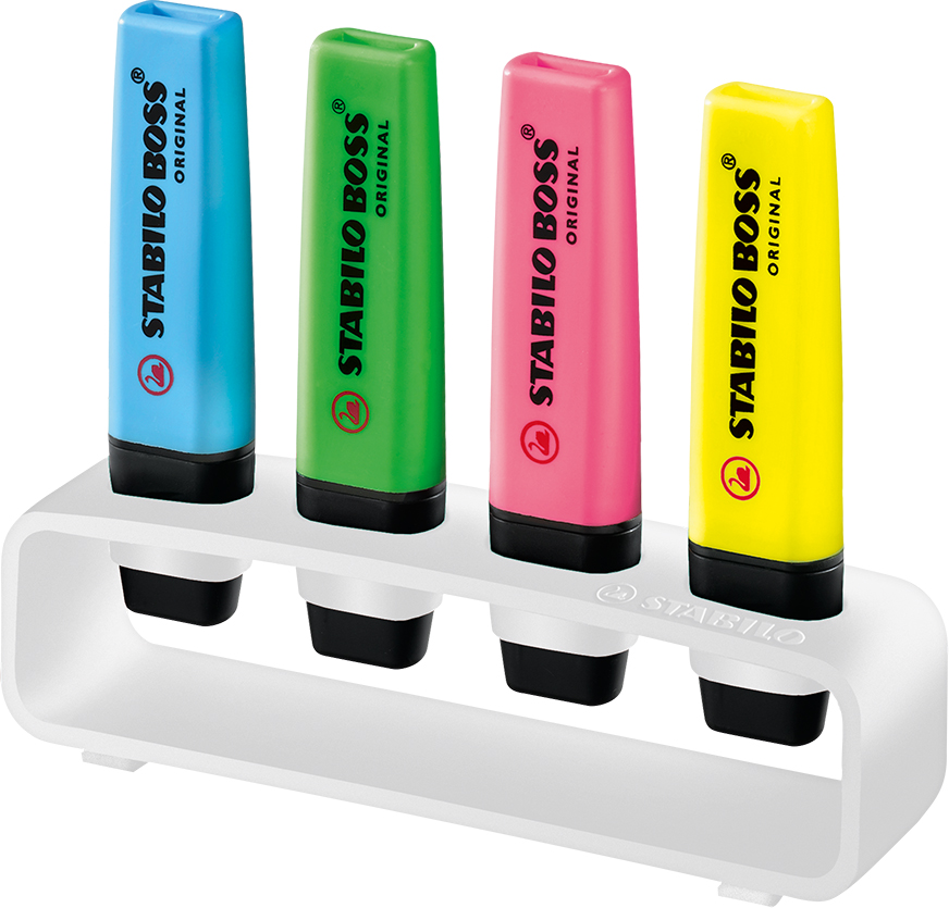 STABILO BOSS ORIGINAL 4er Tisch-Set Leuchtmarkierer - Weiß