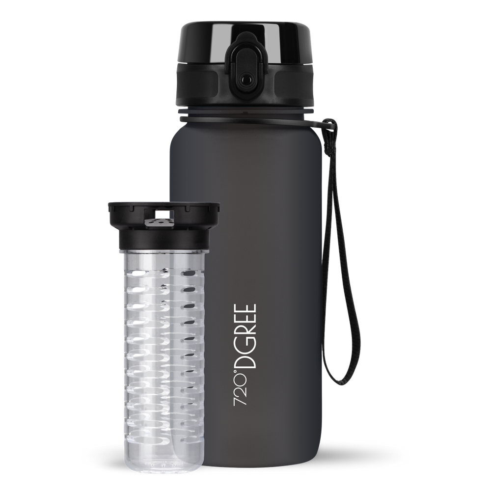 uberBottle Trinkflasche Onyx Black mit Fruchtbehälter