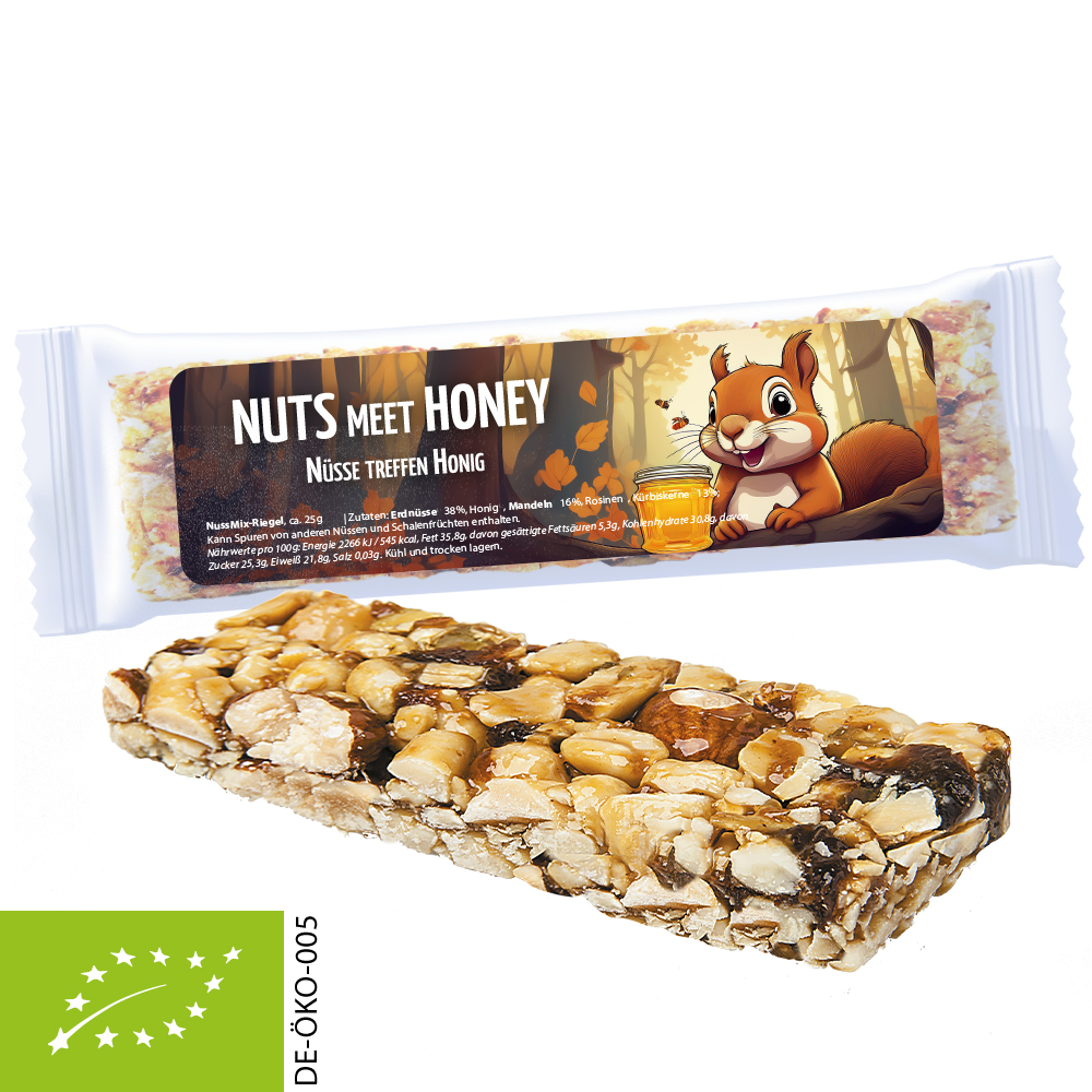 Bio NussMix Riegel Midi, 25g, Express Flowpack mit Etikett
