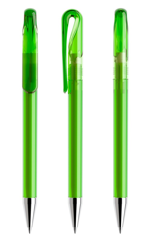 Prodir DS1TTC Transparent with Chrome Metal Nose-Cone - Grün Transparent