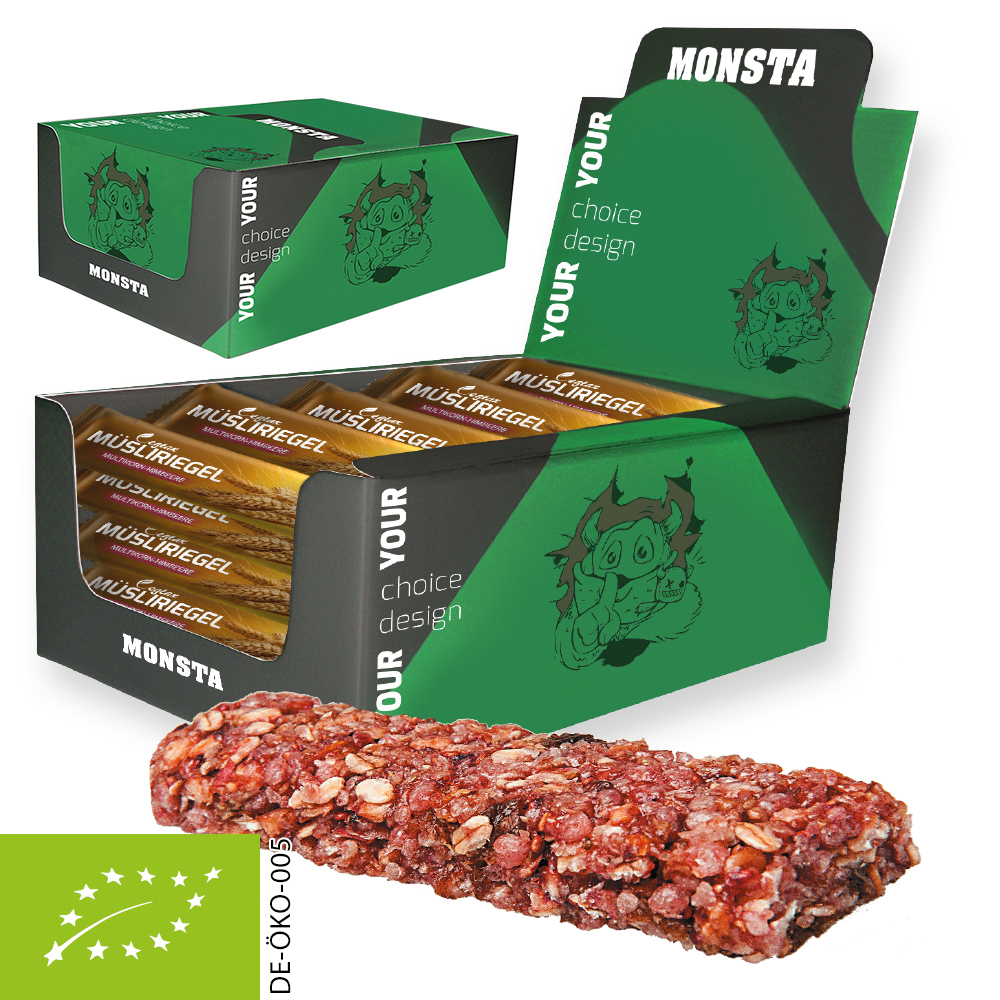 Bio Müsliriegel Multikorn-Himbeere, 25 Stück, 750g, Displaybox Maxi