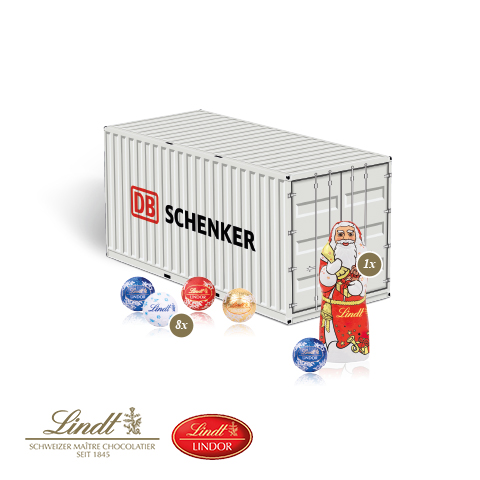 3D Präsent "Container" mit Lindt Minis und Nikolaus