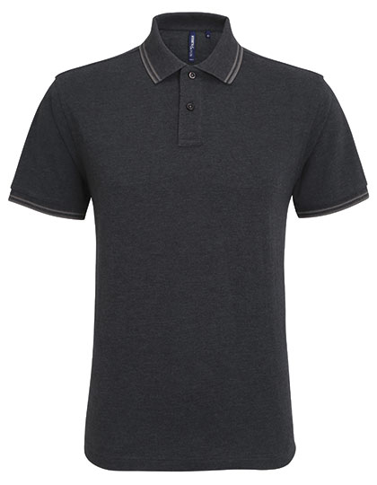 Asquith & Fox - Men´s Classic Fit Tipped Polo - Heather Black, Charcoal