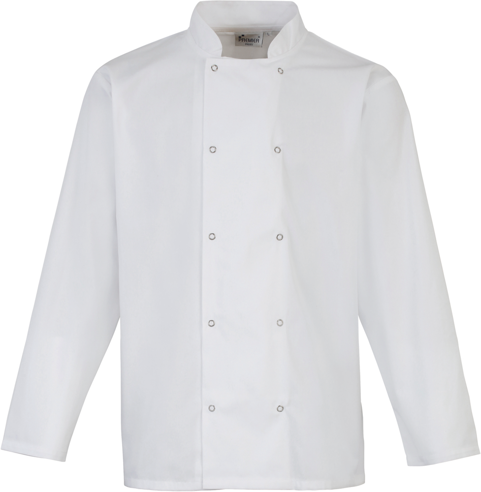 PR665 - Long Sleeve Press Stud Chef's Jacket - white