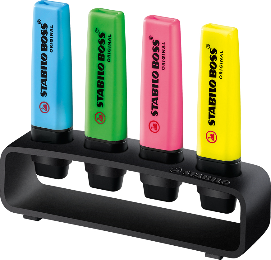 STABILO BOSS ORIGINAL 4er Tisch-Set Leuchtmarkierer - Schwarz