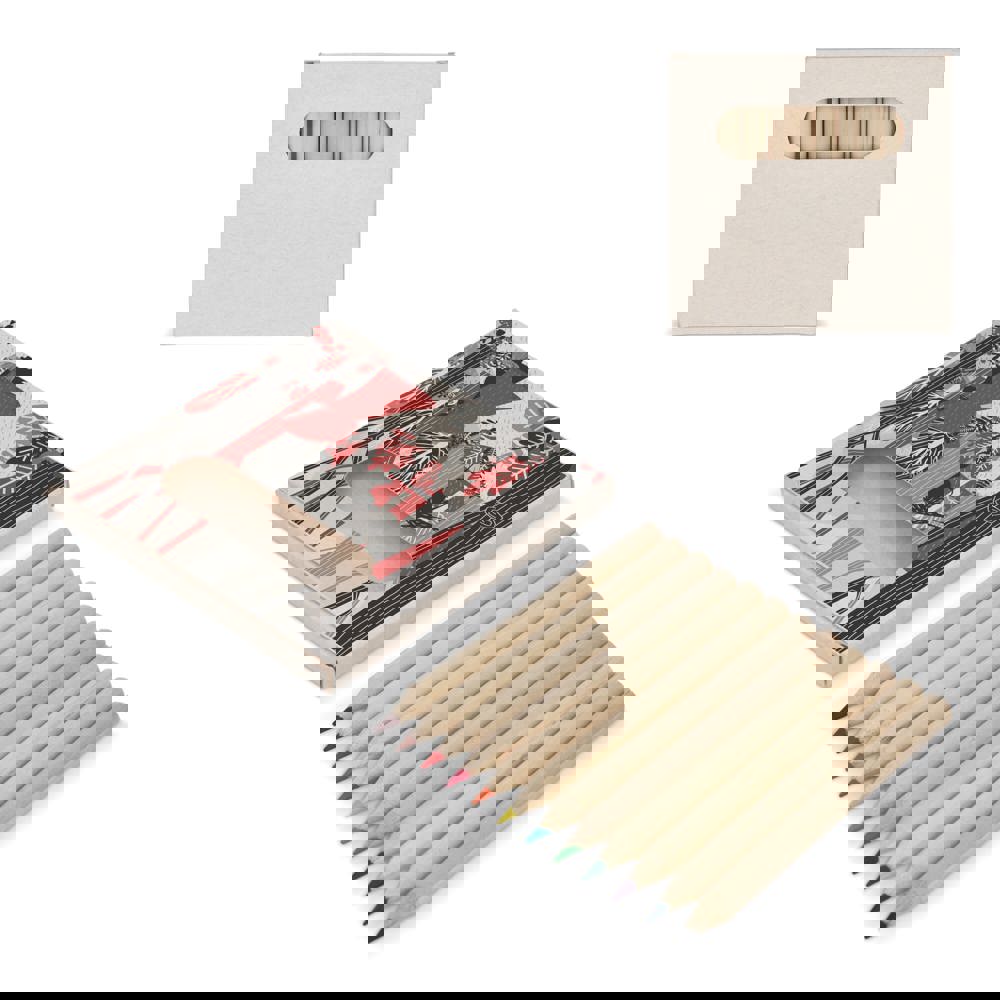 12 Buntstifte in einer Schachtel aus recyceltem Milchkarton